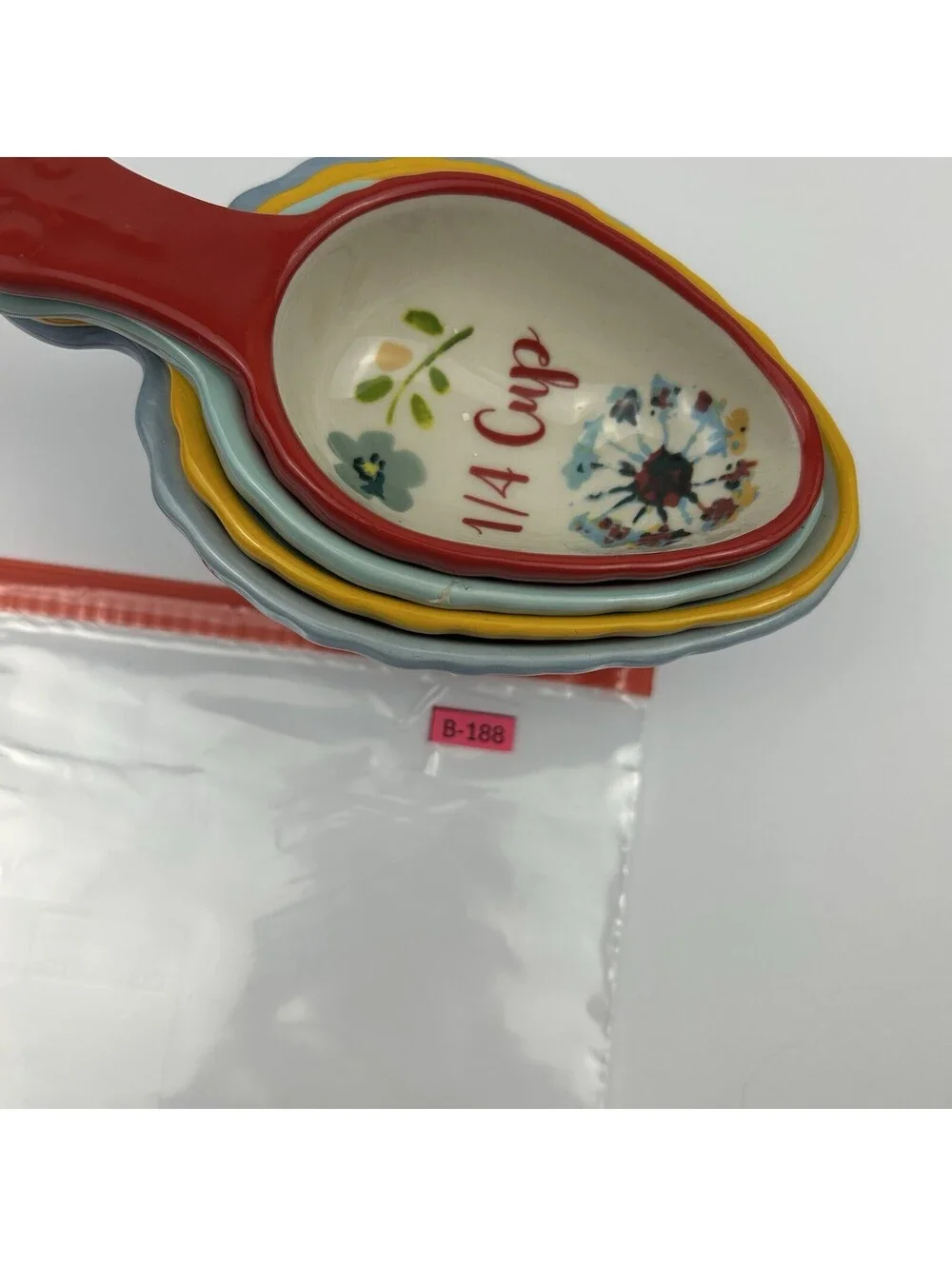 The Pioneer Woman Willow 4 Pc Ceramic Nesting Measuring Cups Scoops Floral B-188